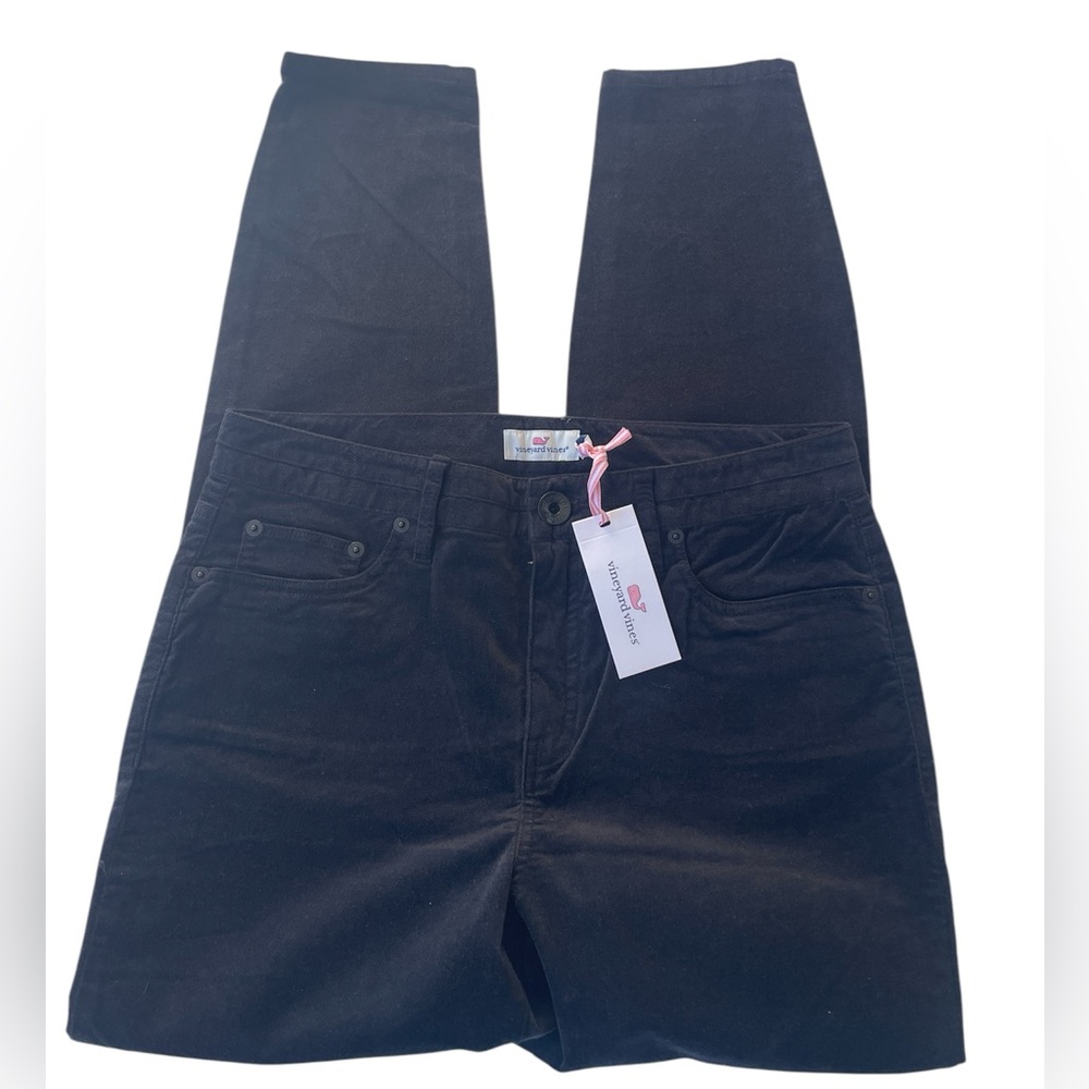 Vineyard Vines Black Velvet Pants Skinny 5 Pocket Design Ladies Size 6 NWT $108